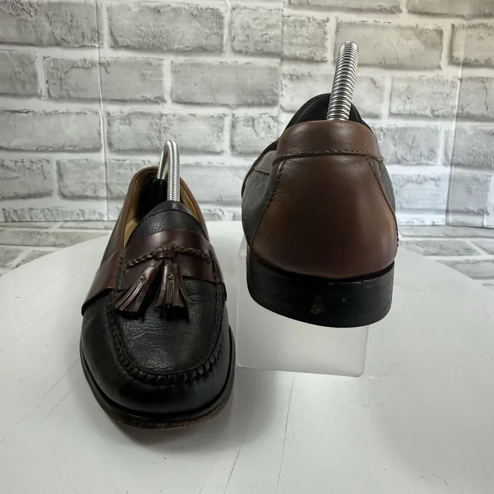 Cole Haan Men's 9 Black Brown Leather Slip Kiltie Tassel Loafer Casual Shoes